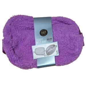 Wayland Square Teddy Belt Bag Purple Fanny Pack Adjustable Strap Mesh Pockets